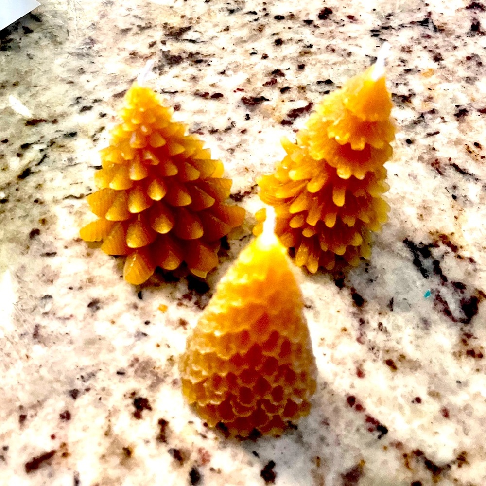 Homemade beeswax candles with essential oils . Burn clean and healthy. 3 per set